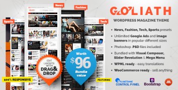 Goliath 1.0.23 адаптивный новостной шаблон wordpress