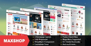 SJ Maxshop 1.1.0 адаптивный шаблон интернет магазина Joomla