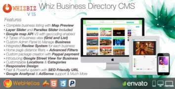 WhizBiz 1.5 бизнес справочник CMS PHP скрипт премиум класса